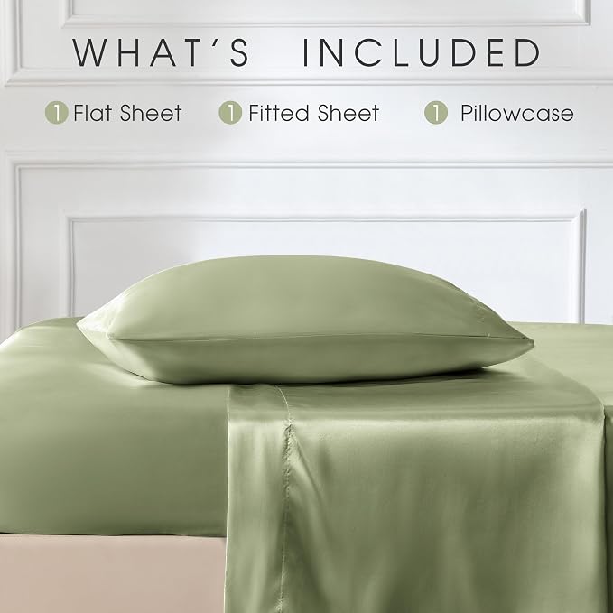 FreshCulture Satin Sheets Twin Size Bed Set - Image 3