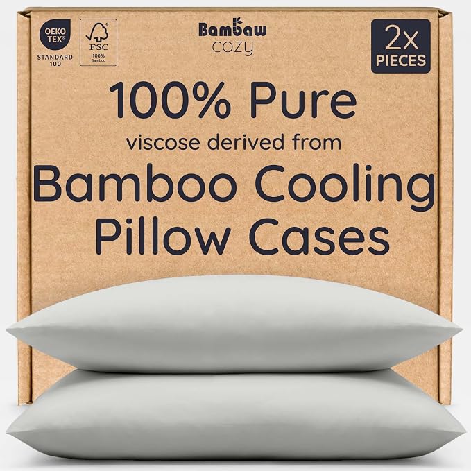 Bambaw 100% Viscose Derived from Bamboo Pillowcases Standard Size – Set of 2 by Bambaw