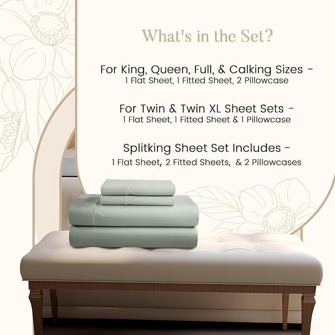 Deep Pocket Queen Sheets Set, Egyptian Cotton Sheets Queen Size Bed Set - Image 2