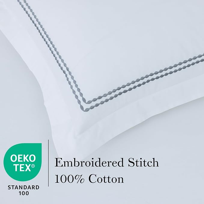 Dreamology White Duvet Cover Luxury Hotel Quality Bedding Set 100% Cotton - Image 2
