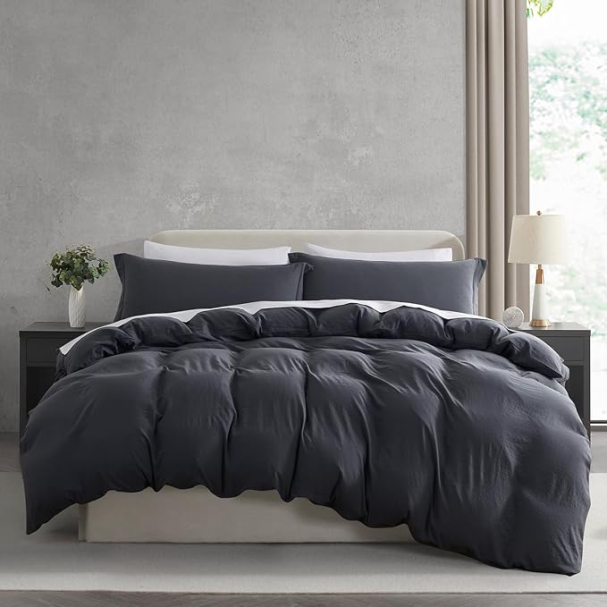 Nestl Dark Grey Duvet Cover Queen Size by Nestl