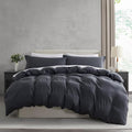 Nestl Dark Grey Duvet Cover Queen Size by Nestl