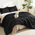 Litanika Comforters Black Oversized Queen Size, 3 Pieces Lightweight Solid by Litanika