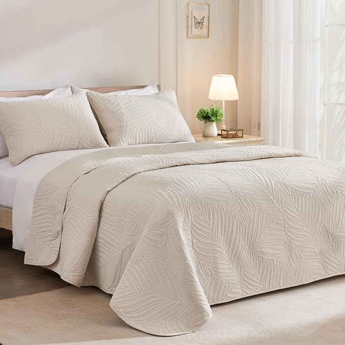Exclusivo Mezcla Queen Quilt Bedding Set, Lightweight Brich Beige Quilts Queen - Image 2