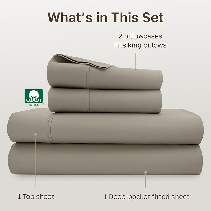 California Design Den Soft 100% Cotton Bed Sheets King Size Set, 400 TC Good - Image 4