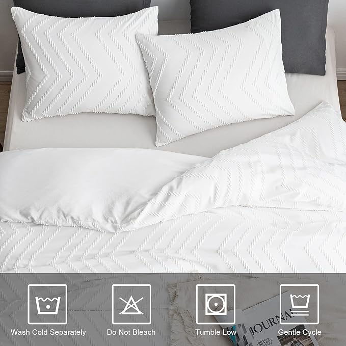 WARMDERN Boho Duvet Cover Set, Tufted Bedding Duvet Covers Soft Washed - Image 4