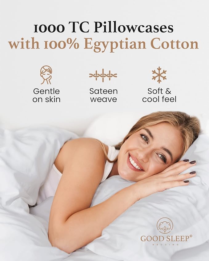 1000 TC Light Gray King Pillowcases Set of 4 100% Egyptian Cotton Pillow Cases - Image 4