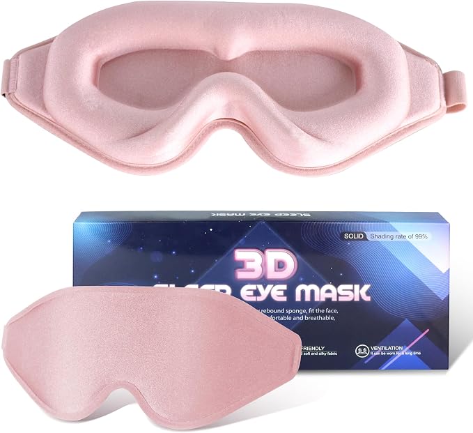 Sleep Mask for Men Women, Upgraded 3D Deep Contoured Eye Covers for Sleeping by QUWOLACE