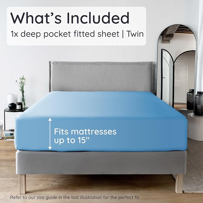 Bambaw 100% Viscose Derived from Bamboo Fitted Sheet Twin Size, Twin Mattress - Image 2
