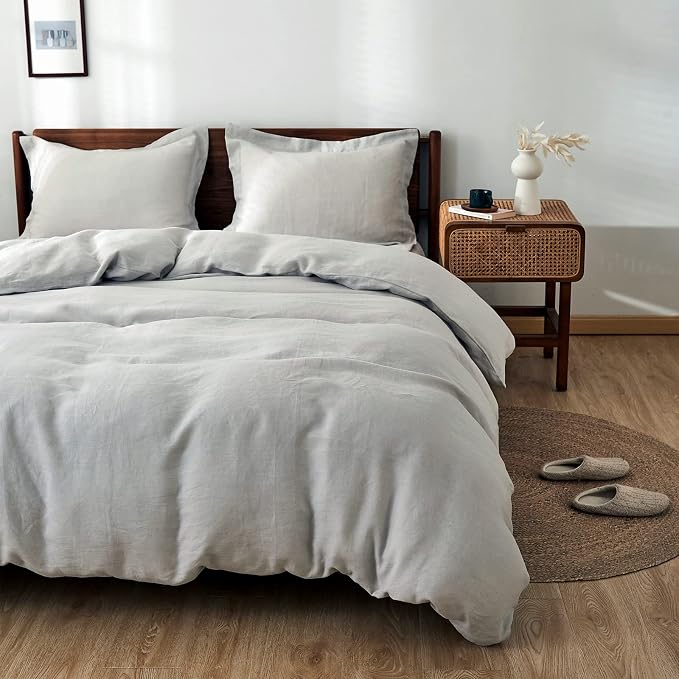 Simple&Opulence 100% Linen Duvet Cover Set 3pcs Basic Style Natural French - Image 7