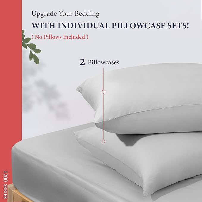 100% Egyptian Cotton Queen Pillow Cases Set of 2 - Image 3