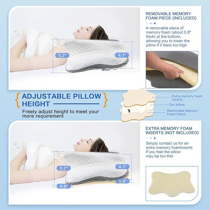 Pain Relief Cervical Pillow for Neck Support, Adjustable Ergonomic Pillow Cozy - Image 2