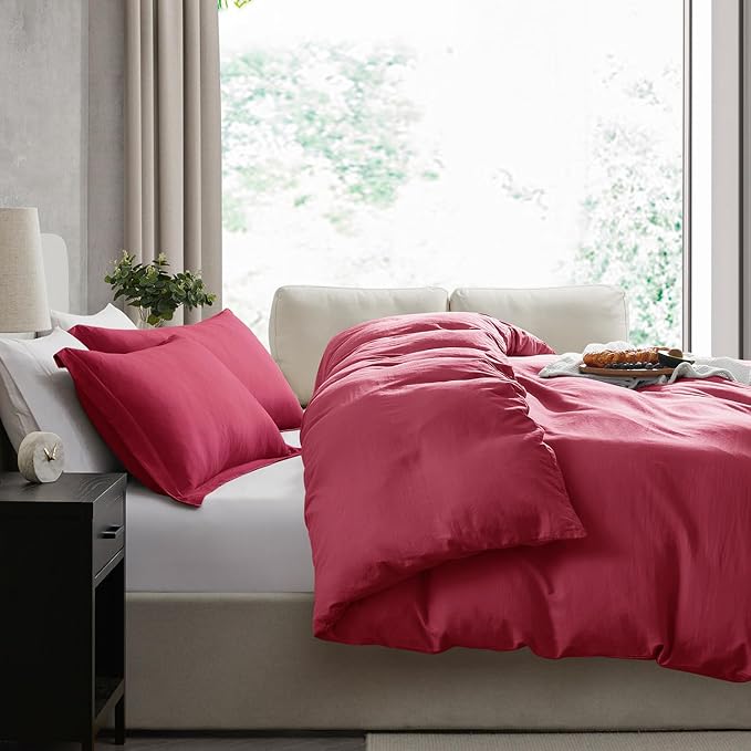 Nestl Burgundy Red Duvet Cover King Size - Image 7