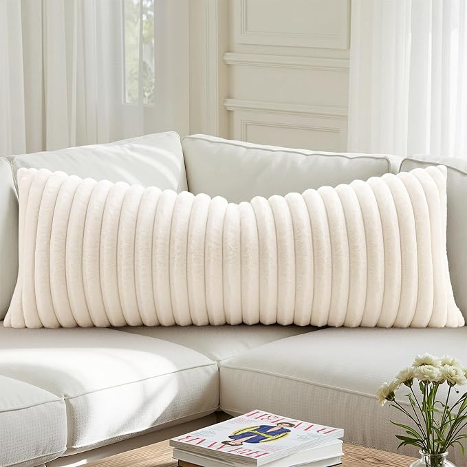 decorUhome Summer Cozy Faux Fur Throw Pillow Covers 14x36 Set of 1 Decorative - Image 6