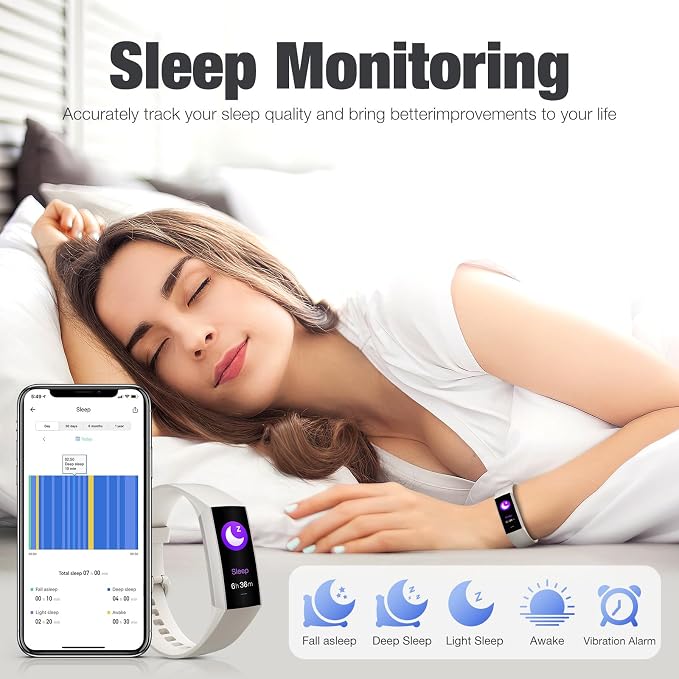 Zeacool Fitness Tracker with Heart Rate Blood Oxygen Blood Pressure Sleep - Image 3