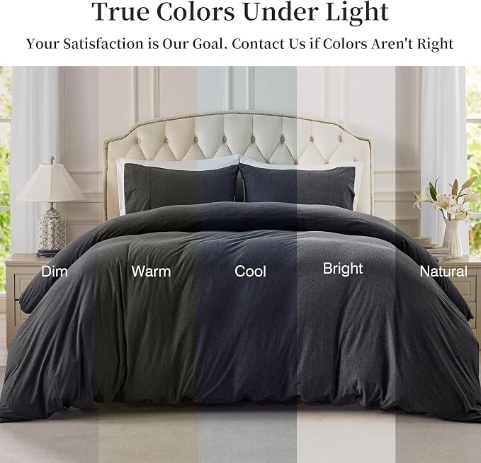 PURE ERA Jersey Knit Duvet Cover Set 100% T-Shirt Cotton Super Soft Comfy 3pc - Image 6