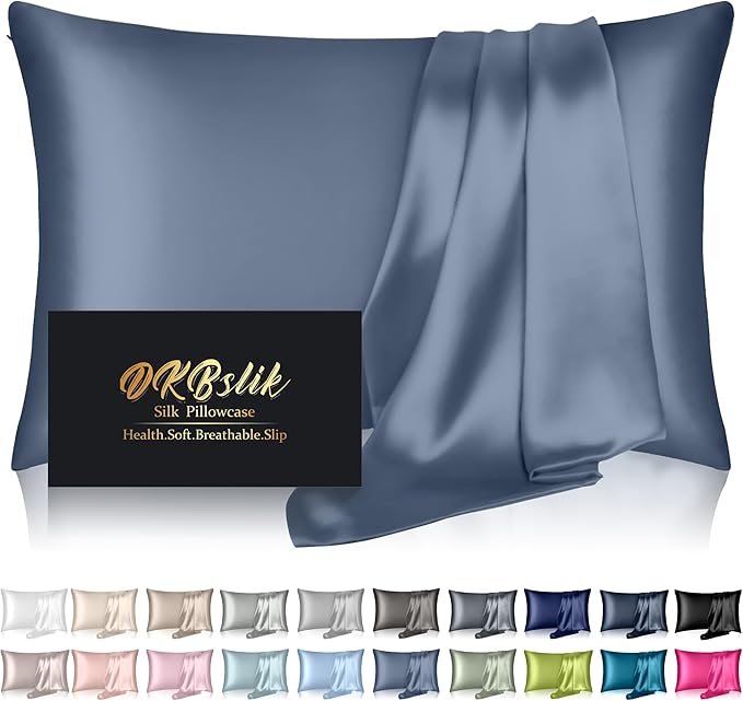 Silk Pillowcase for Hair and Skin, Mulberry Silk Pillow Cases Queen Size by HOME