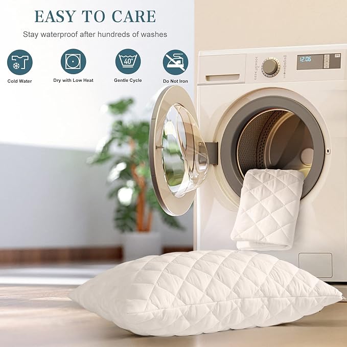 UNILIBRA 2 Pack Waterproof Pillow Protector Quilted King Size - Image 5