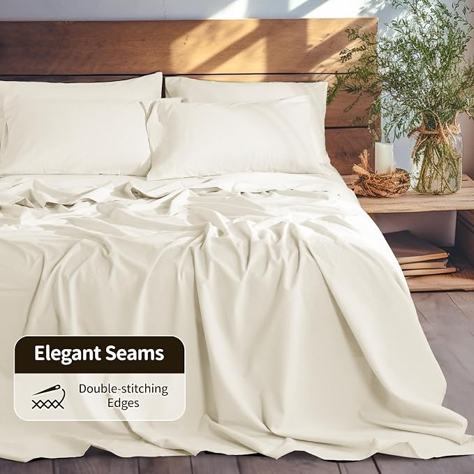 LBRO2M 100% Pure Linen Sheet Set Deep Pocket Up to 16" Bed Sheets Sets - Image 7