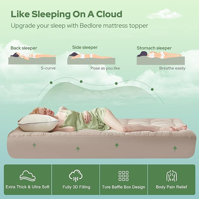 BEDLORE California King Mattress Topper Viscose Derived from Bamboo, Thick - Image 4