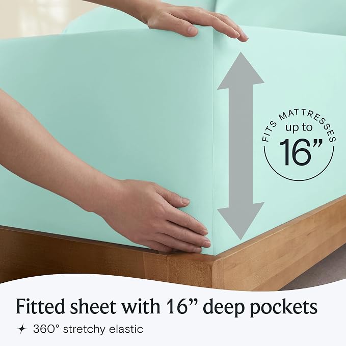 LuxClub 4 PC Sheet Set Bed Sheets Deep Pockets 16" Eco Friendly Wrinkle Free - Image 6