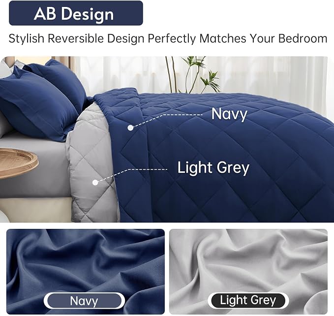 MUXHOMO 5 Pieces Twin Comforter Set, Reversible Bed in a Bag Twin Size - Image 3