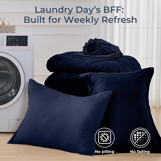 HEVUMYI Navy Blue Twin Comforter Set - Image 7