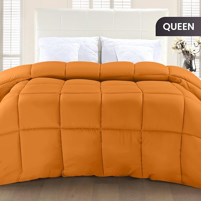 Utopia Bedding Queen Comforter Duvet Insert, Quilted Burnt Orange Comforter - Image 2