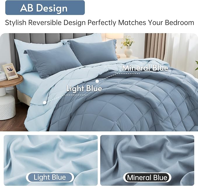 MUXHOMO 5 Pieces Twin Comforter Set, Reversible Bed in a Bag Twin Size - Image 3