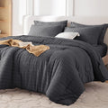 MUXHOMO 7 Pieces King Comforter Set, Seersucker Bed in a Bag King Size by MUXHOMO
