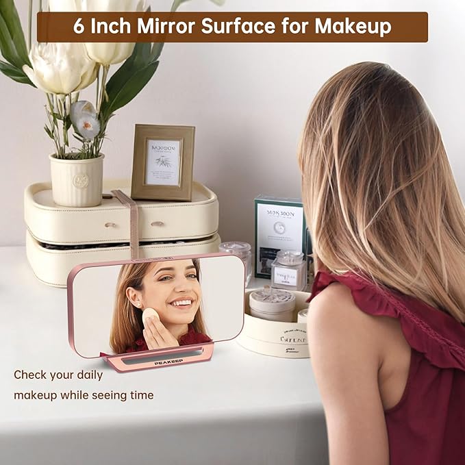 Peakeep Slim Digital Mirror Aesthetic Alarm Clock - Image 3