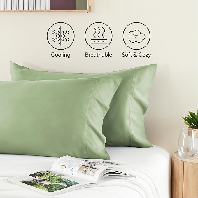 BEDELITE Standard Pillow Cases Set of 2, Rayon Derived from Bamboo, Cooling - Image 4