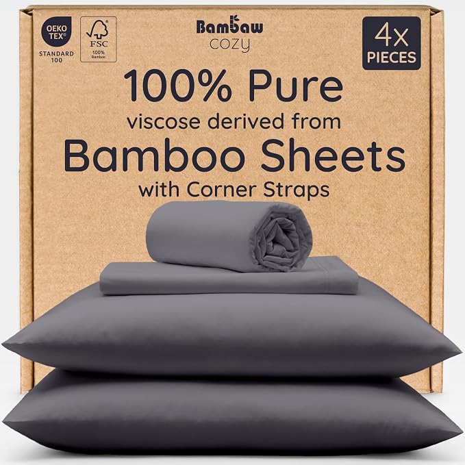 Bambaw California King Cooling Sheets Set 4pcs – 100% Viscose Derived from by Bambaw