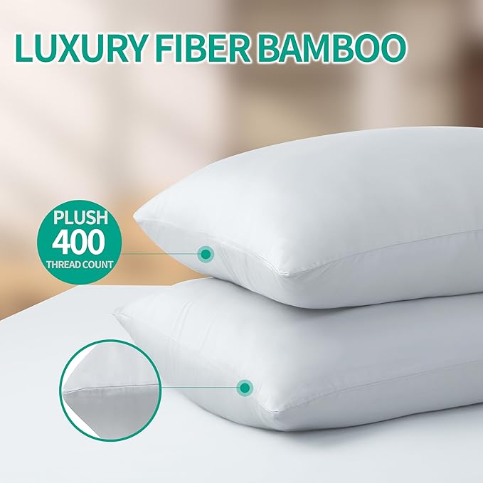 4-Pack Bamboo Viscose Zippered Pillow Cases Standard Size, 400 Thread Count - Image 8