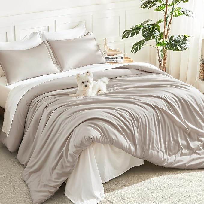 Litanika Oversized King Comforter 120x98, 3 Pieces Linen Lightweight Solid by Litanika