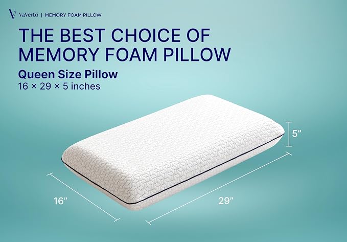 Vaverto Queen Memory Foam Pillow 2-Pack – Cooling Gel-Infused Orthopedic Bed - Image 7