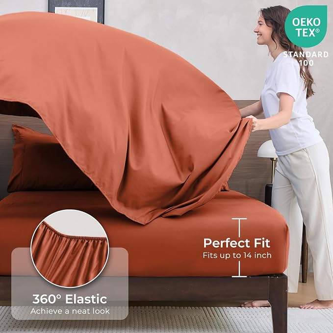 HEVUMYI Burnt Orange King Comforter Set - Image 5