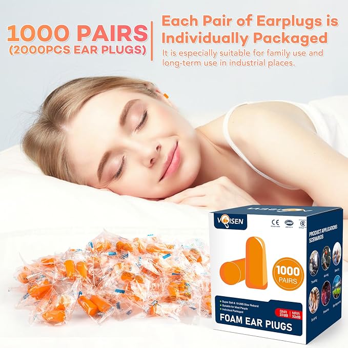 VOISEN Ear Plug, 1000 Pairs Ear Plugs - Image 3