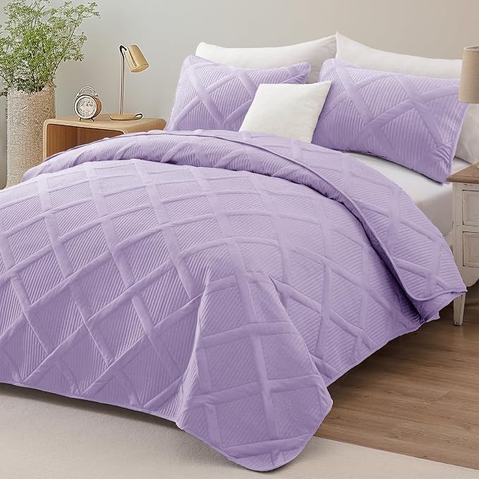 Exclusivo Mezcla King Quilt Set- Lilac Quilts Bedding Set - Image 2