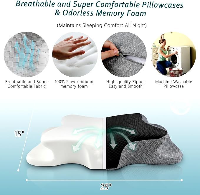 CHxxy Cervical Neck Pillow for Pain Relief Sleeping, Memory Foam Pillows - Image 7