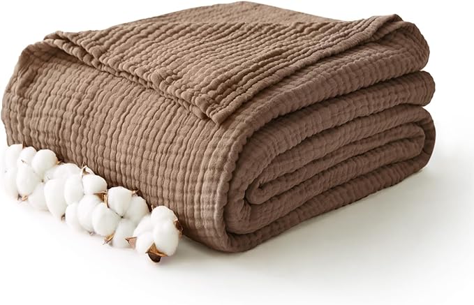 100% Cotton Muslin Blanket 40" x 40", Breathable and Lightweight Cotton Throw by Kozyhvn