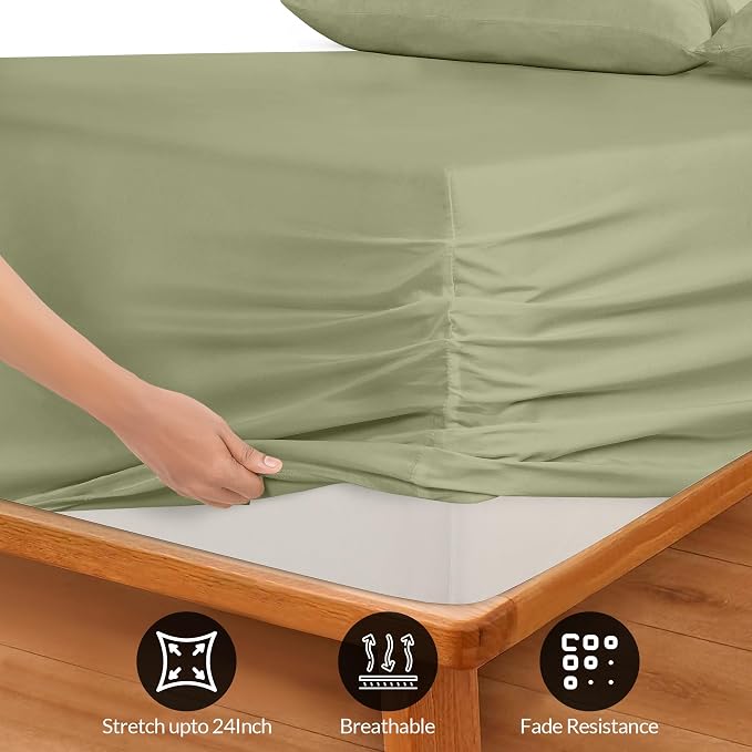 Royale Linens Extra Deep Pocket Full Fitted Sheet Only - Image 3