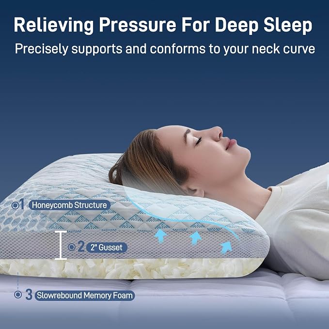 Cotelovo Shredded Memory Foam Soft Bamboo Viscose Pillows Adjustable - Image 3