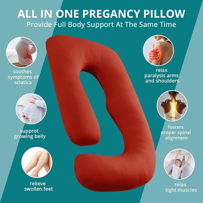 Sasttie Pregnancy Pillows for Sleeping, Jumbo U Shaped Cooling Full Body Pillow - Image 7