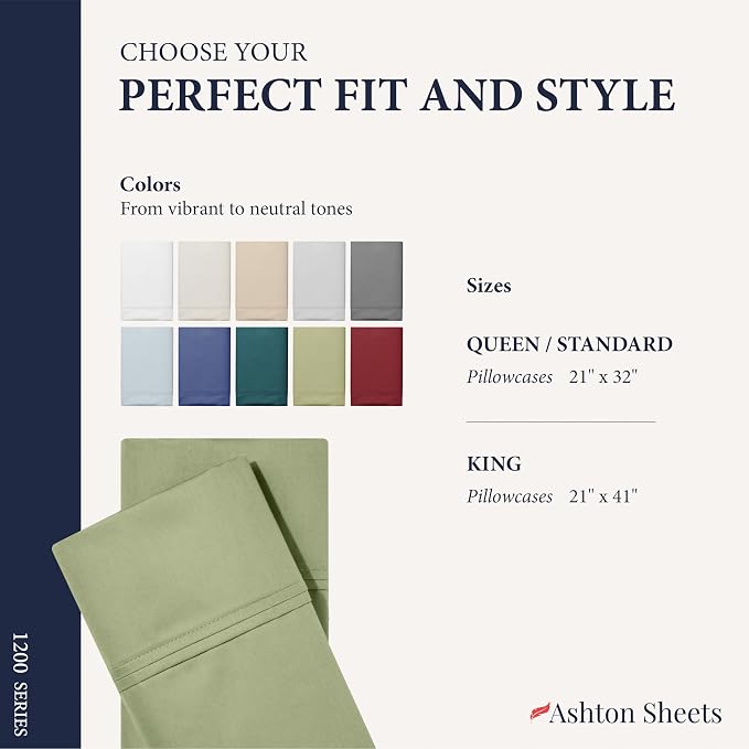 100% Egyptian Cotton Pillow Cases King Size Set of 2 - Image 7