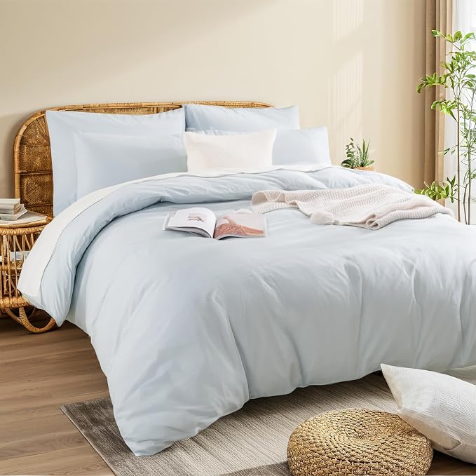 NEXHOME PRO Duvet Cover Set Queen Size Linen Look Textured Natural 100% Organic - Image 4
