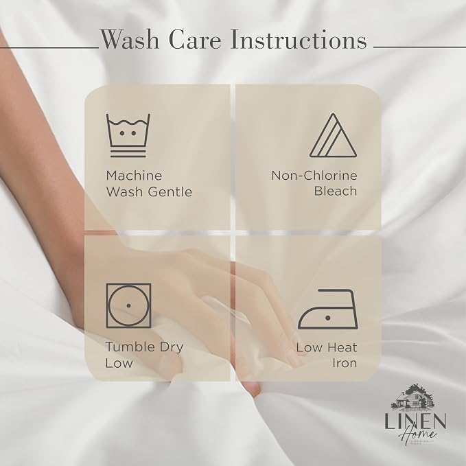 Linen Home 100% Cotton Percale Sheets Queen Size, Light Taupe, Deep Pocket - Image 5