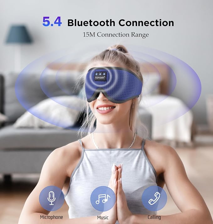 Sleep Mask with Headphones Bluetooth 5.4, TOPOINT 3D Eye Mask Blackout Breath - Image 4