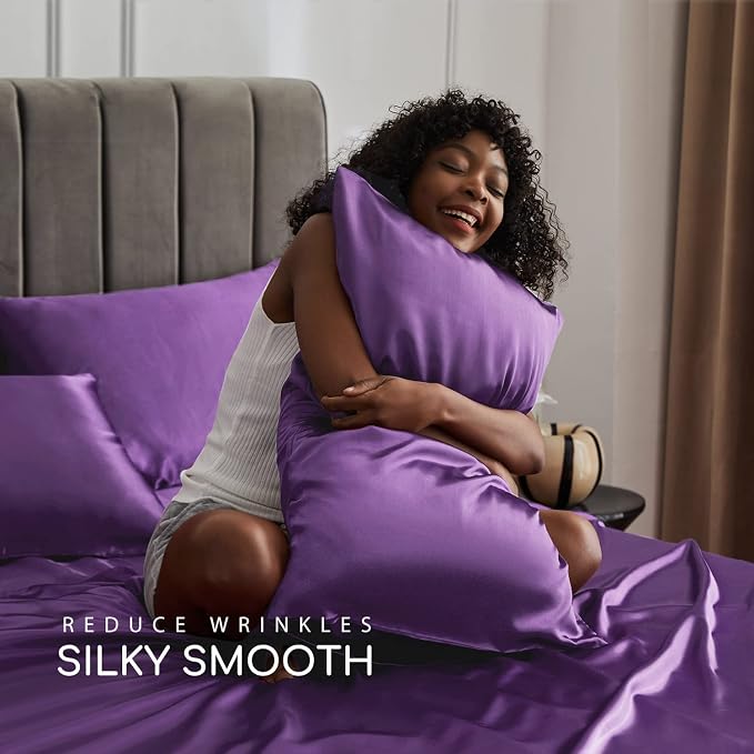 MR&HM Satin Bed Sheets, Twin XL Size Sheets Set - Image 3
