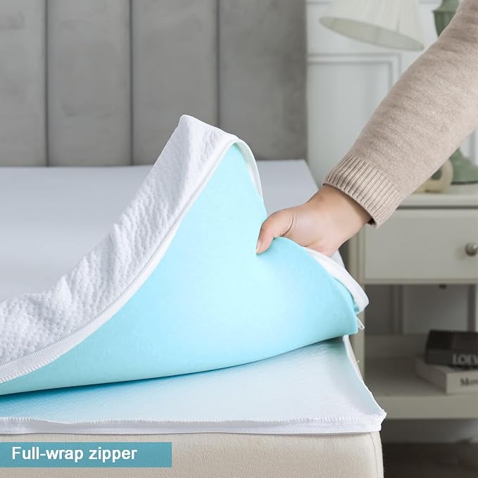 SHOUREN Mattress Topper Cover Only Queen, 2-3 Inch Zippered Mattress Topper - Image 3